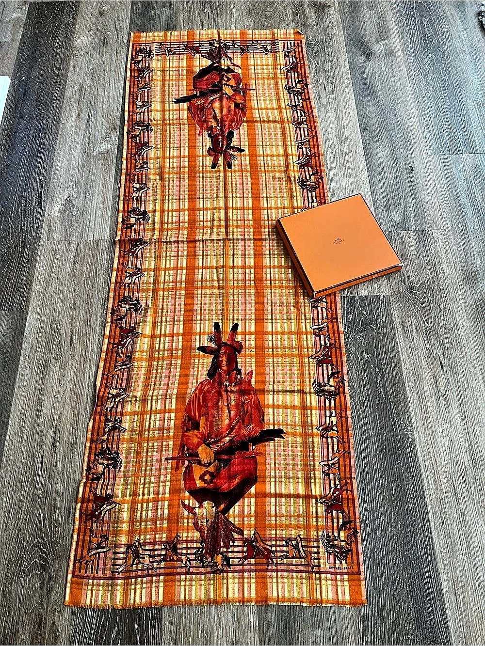 Hermès Pani La Shar Pawnee Cashmere Silk Shawl 140